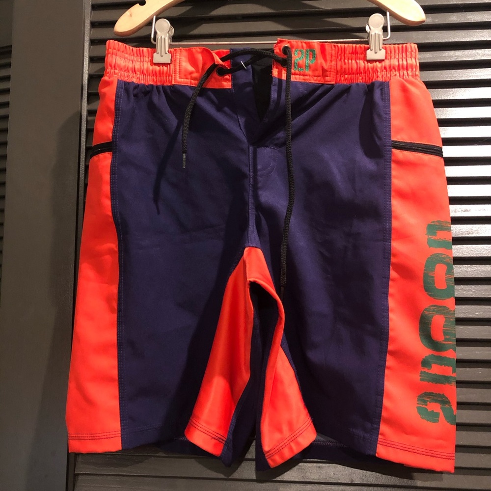2POOD V4.0 purple and orange athletic shorts